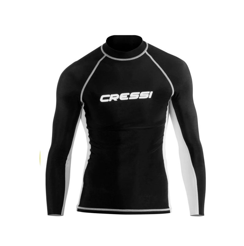 ÁO BƠI CHỐNG NẮNG NGƯỜI LỚN - CRESSI RASH GUARD WHITE-BLACK
