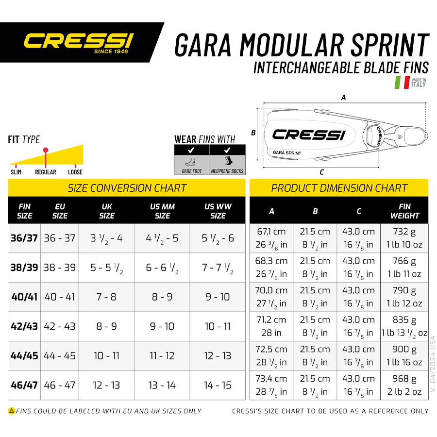 gara-modular-spint size chart
